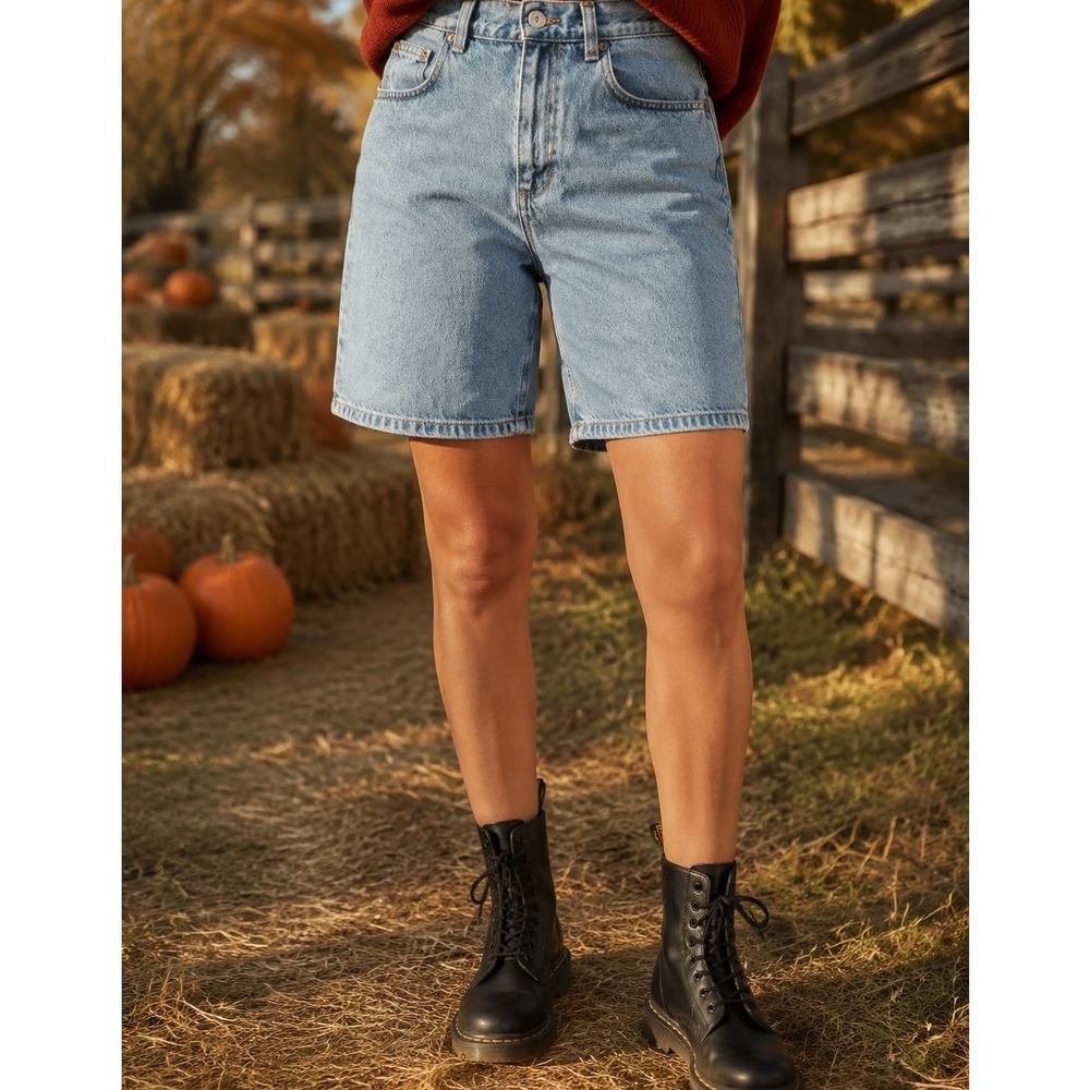 Liz Claiborne Classic Fit Blue Denim Shorts High Rise Womens Size 8 6254